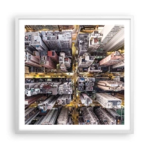 Plakat w białej ramie - Pozdrowienia z Hongkongu - 60x60 cm