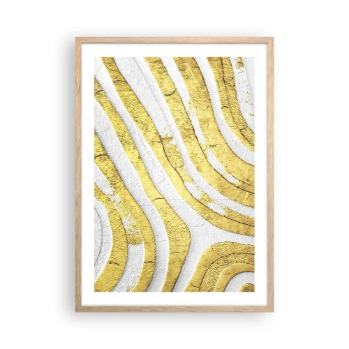Plakat w ramie jasny dąb - Kompozycja w bieli i złocie - 50x70 cm