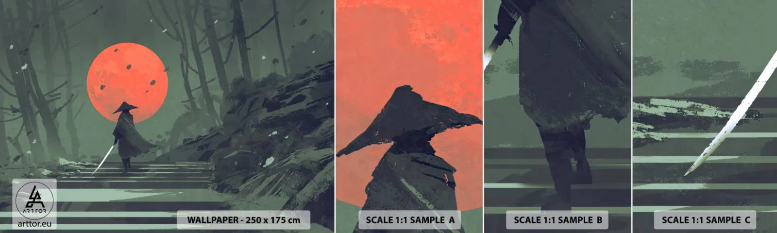 Fototapeta Próbka Samoprzylepna Deluxe Sticker - Wojownik czerwonego księzyca - Abstrakcja, Fantasy, Wojownik - 100x30 cm