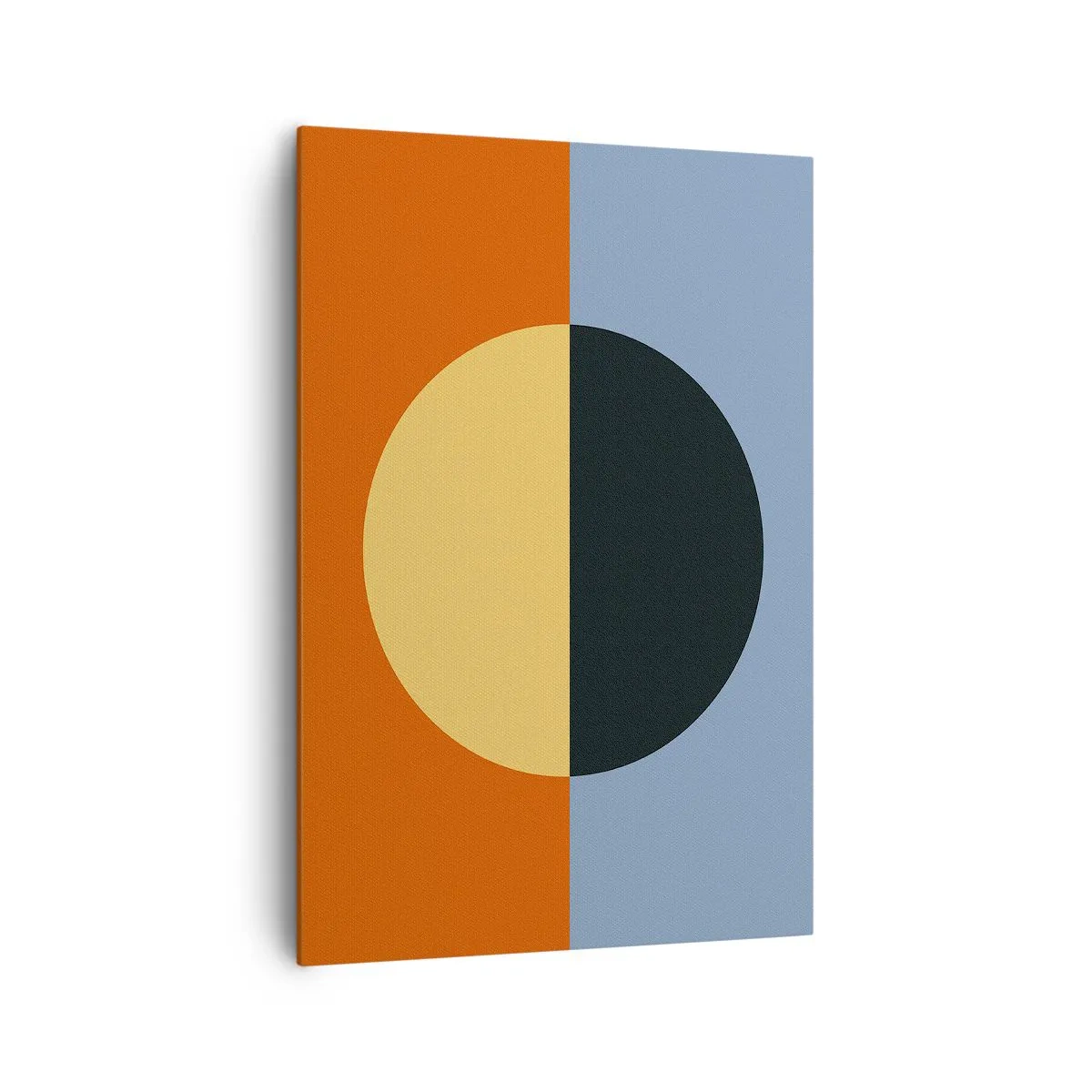Obraz na płótnie - Abstrakcja geometryczna z kontrastowymi kolorami - 70x100cm - Kompozycja ciepła i chłodu - Nowoczesna dekoracja ścienna do salonu i sypialni ARTTOR