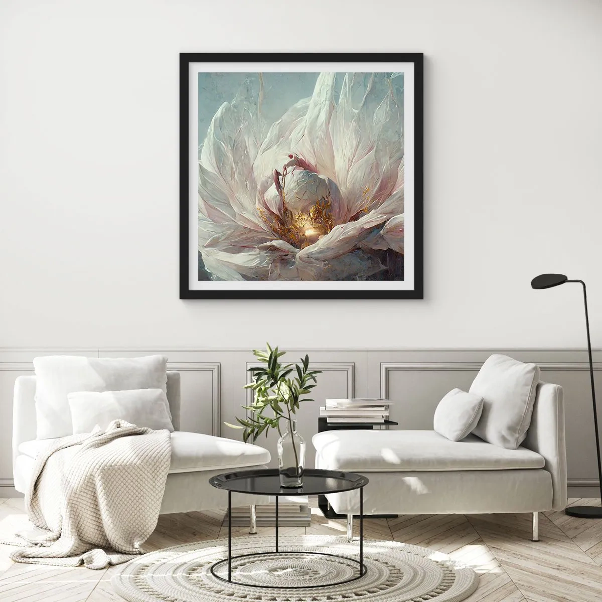 Plakat w czarnej ramie - Rozkwita raz na sto lat - 60x60 cm