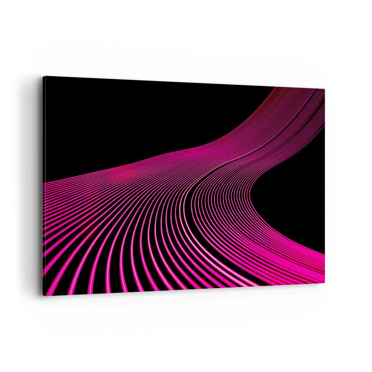 Obraz na płótnie - Futurystyczne linie w odcieniach różu na czarnym tle - 120x80cm - Aleja światła - Nowoczesna dekoracja ścienna do salonu, kuchni i sypialni ARTTOR