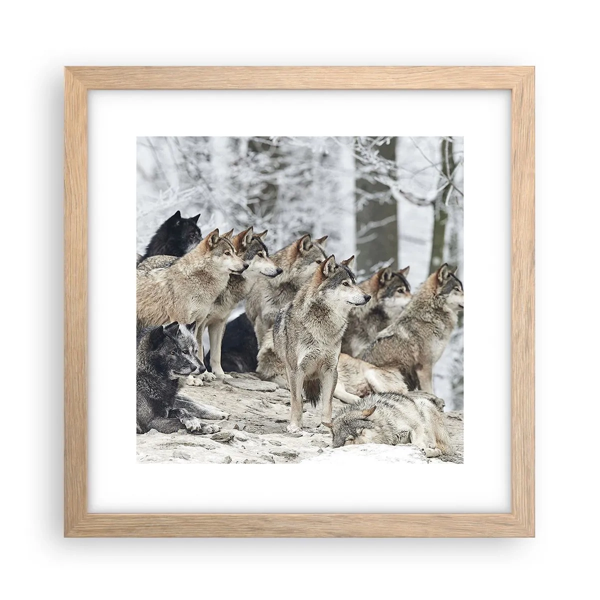 Plakat w ramie jasny dąb - Rodzina i przyjaciele - 30x30 cm