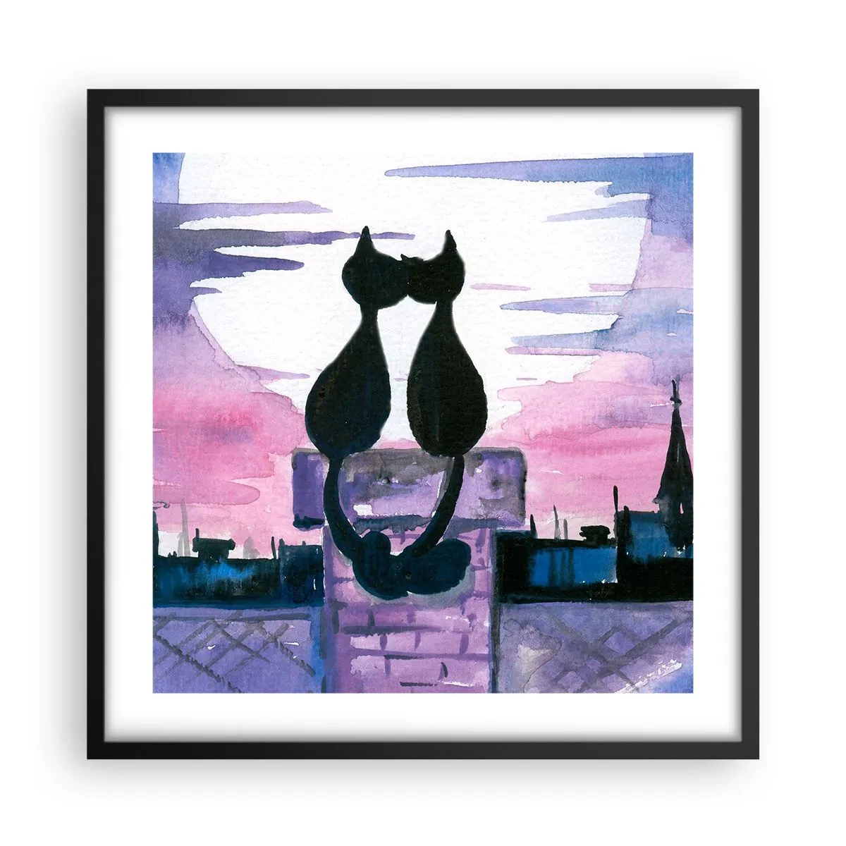 Plakat w czarnej ramie - Rendez-vous pod księżycem - 50x50 cm