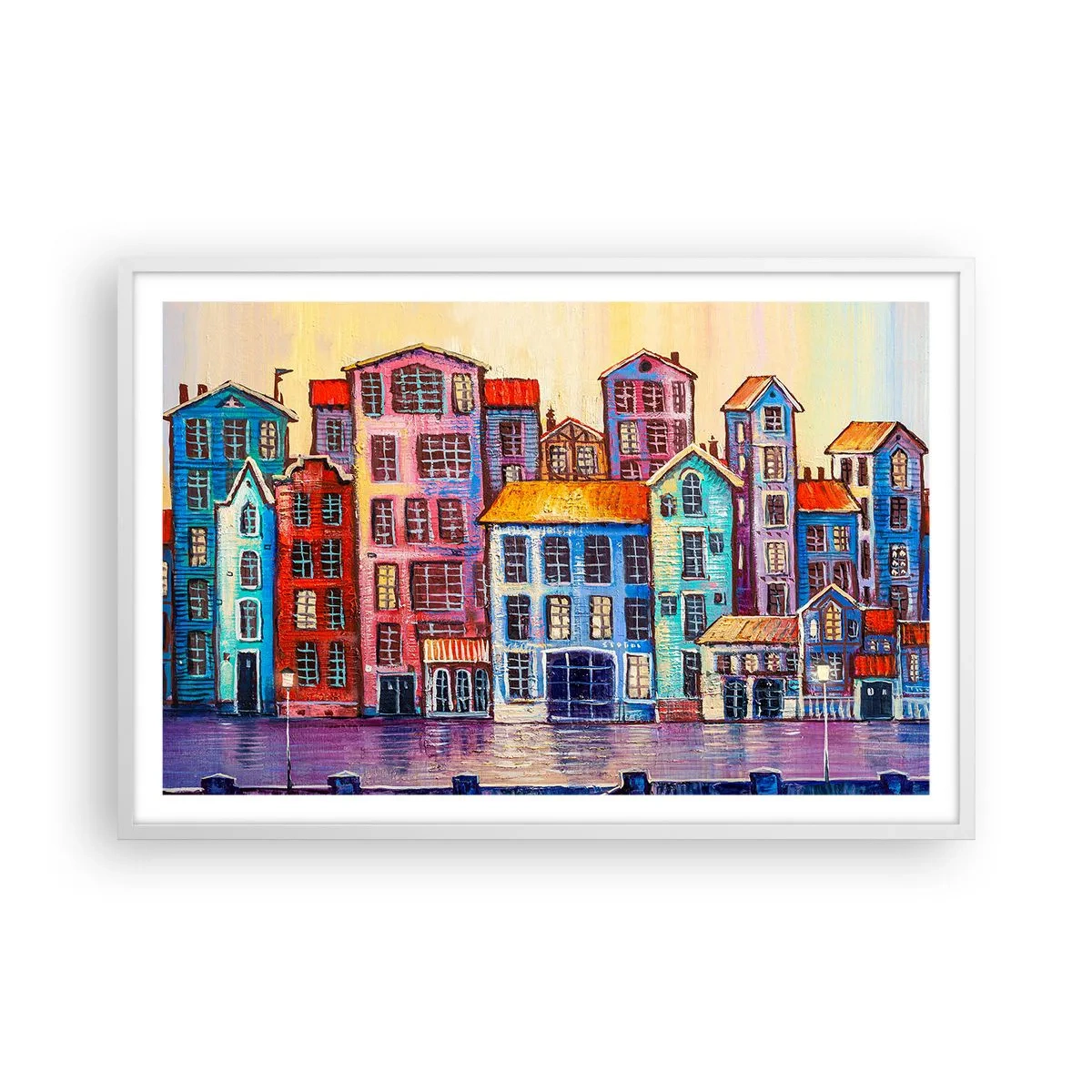 Plakat w białej ramie - Miasto jak z bajki - 91x61 cm