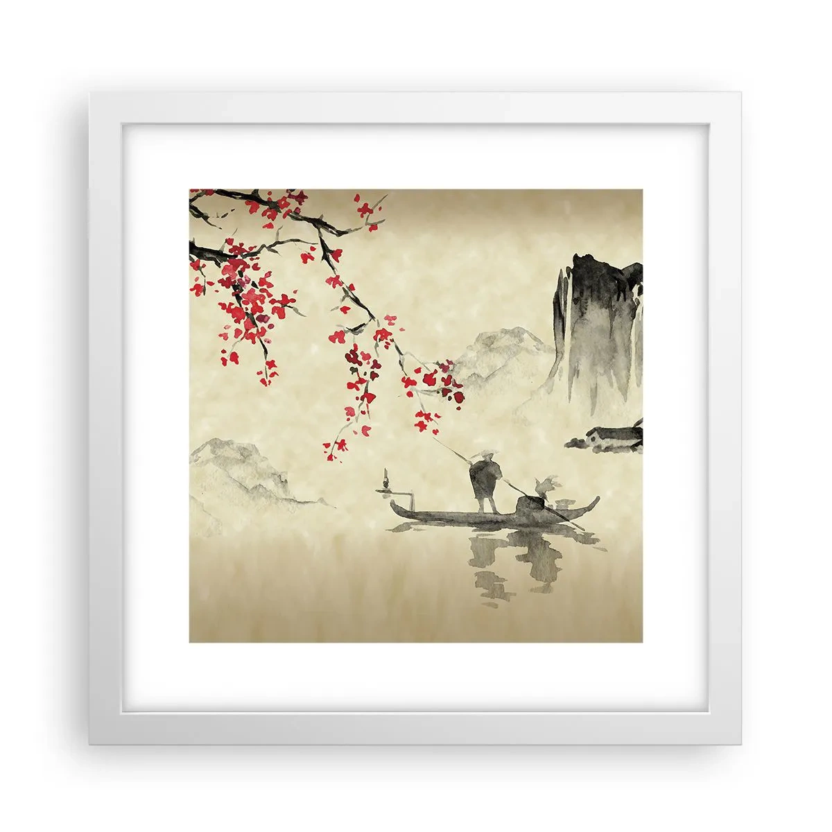 Plakat w białej ramie - W kraju kwitnącej wiśni - 30x30 cm