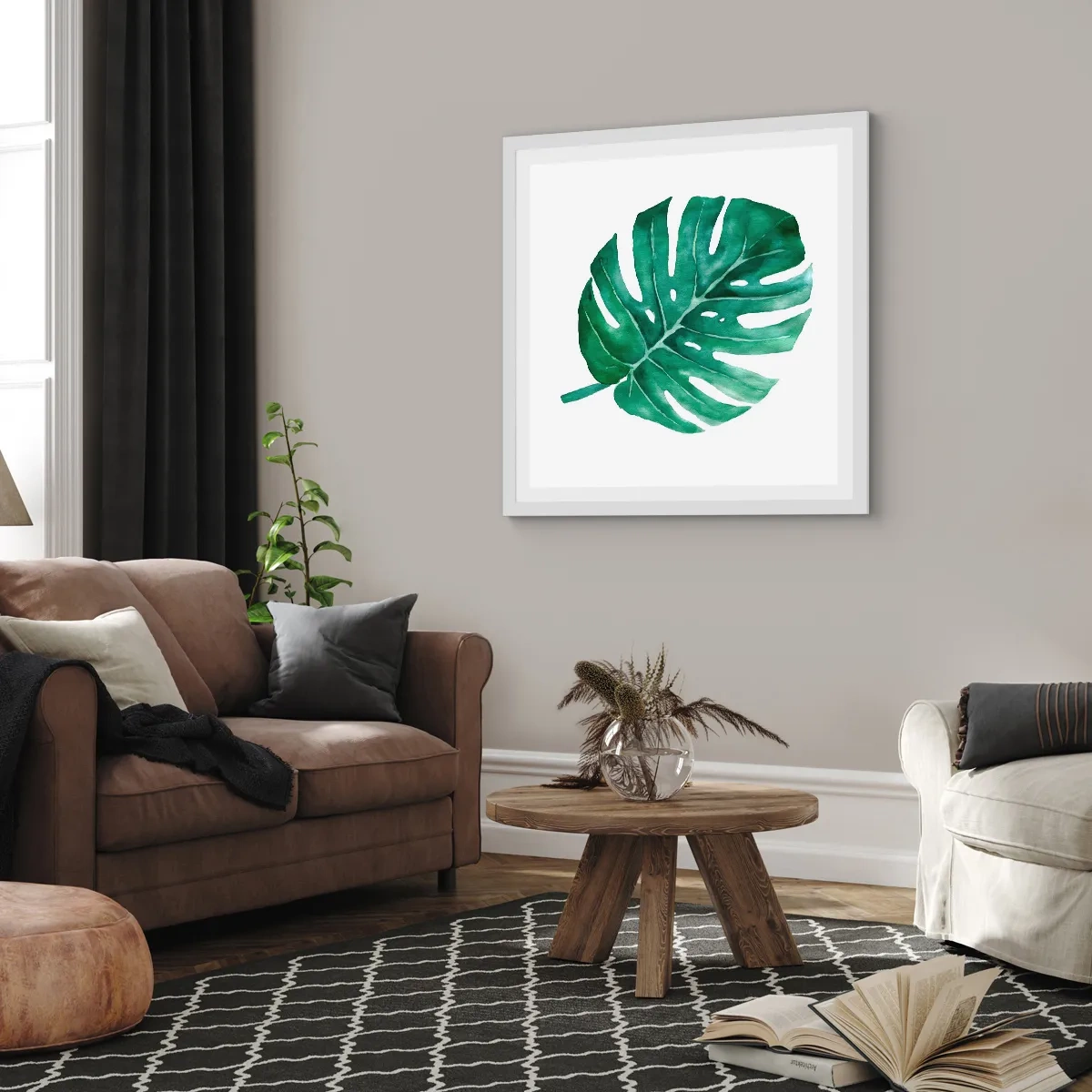 Plakat w białej ramie - Zielony koncept - 30x30 cm