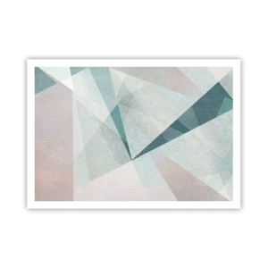 Plakat - Geometryczne kształty w pastelowych odcieniach błękitu i szarości - 100x70cm - Spokojnie choć dynamicznie - Nowoczesna dekoracja ścienna do salonu i sypialni ARTTOR