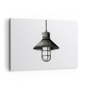 Obraz na płótnie - Rysunek wiszącej lampy w stylu retro na białym tle - 120x80cm - Jak przed laty… - Nowoczesna dekoracja ścienna do salonu, kuchni i sypialni ARTTOR