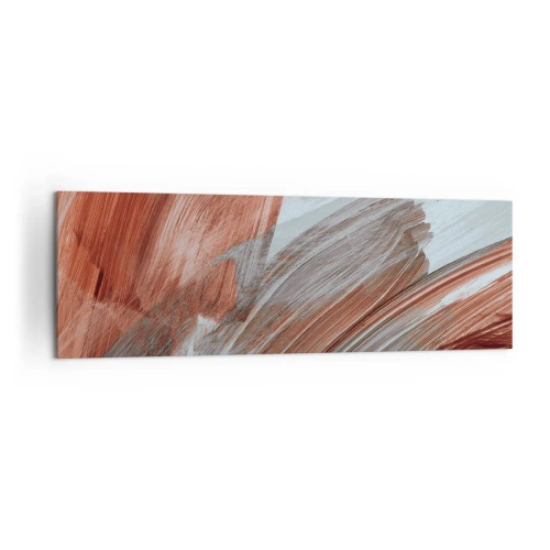 Obraz na płótnie - Abstrakcyjne pociągnięcia pędzla w odcieniach miedzi i szarości - 160x50cm - Abstrakcja jesienna i wietrzna - Nowoczesna dekoracja ścienna do salonu i sypialni ARTTOR