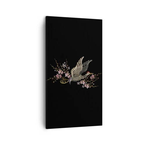 Obraz na płótnie - Egzotyczny, haftowany ptak - 45x80 cm