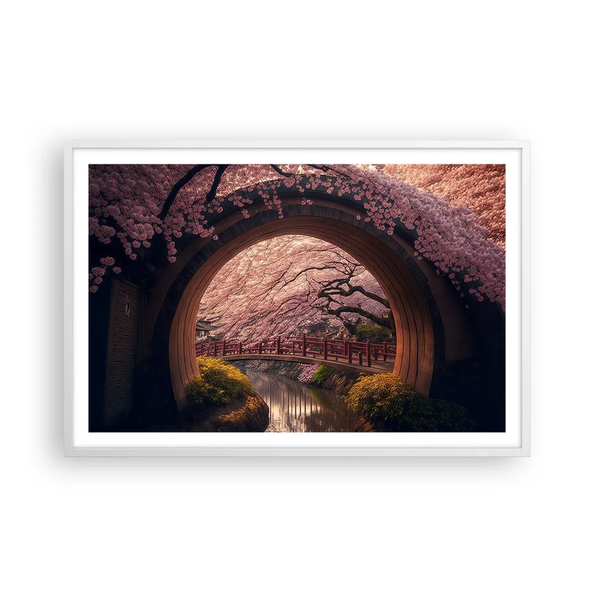 Plakat w białej ramie - Japońska wiosna - 91x61 cm