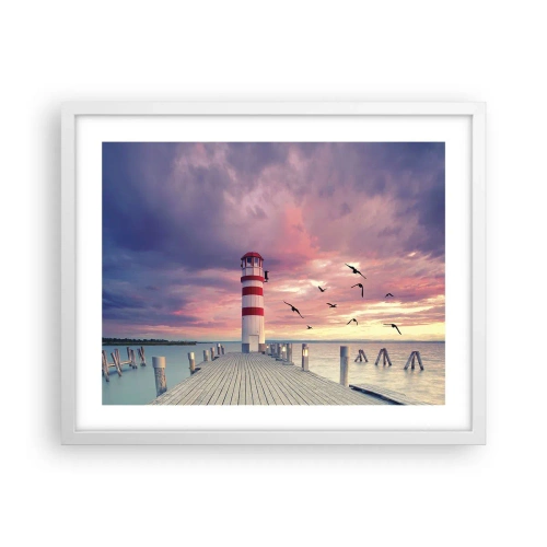 Plakat w białej ramie - Pora do portu - 50x40 cm