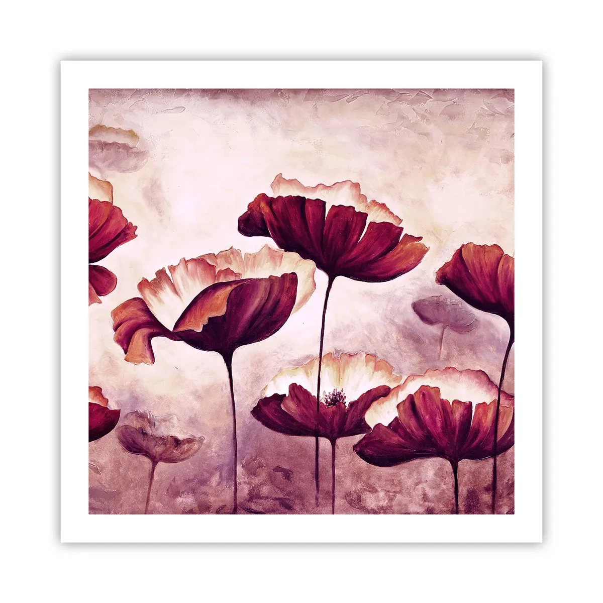 Plakat - Płatek czerwony i biały - 60x60 cm