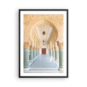 Plakat w czarnej ramie - Zdjęcie zdobionego arkadowego korytarza w stylu orientalnym - 50x70cm - Z opowieści Szeherezady - Nowoczesna dekoracja ścienna do salonu i sypialni ARTTOR