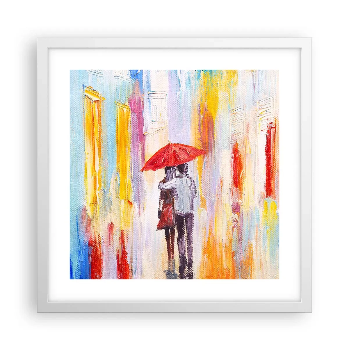 Plakat w białej ramie - Niech pada dalej - 40x40 cm