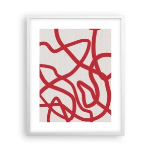 Plakat w białej ramie - Czerwono na białym - 40x50 cm