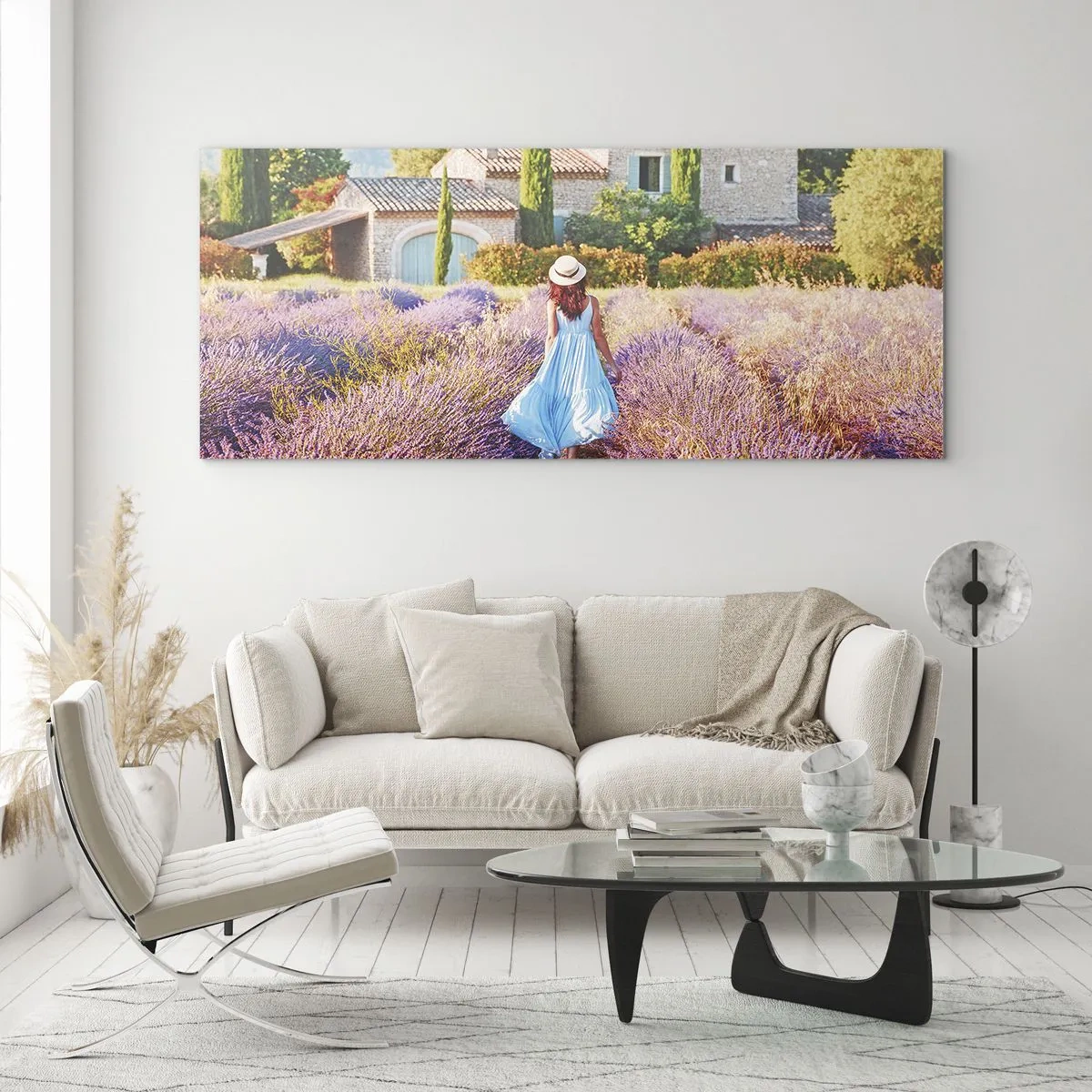 Obraz na szkle - Lawendowa dziewczyna - 100x40 cm