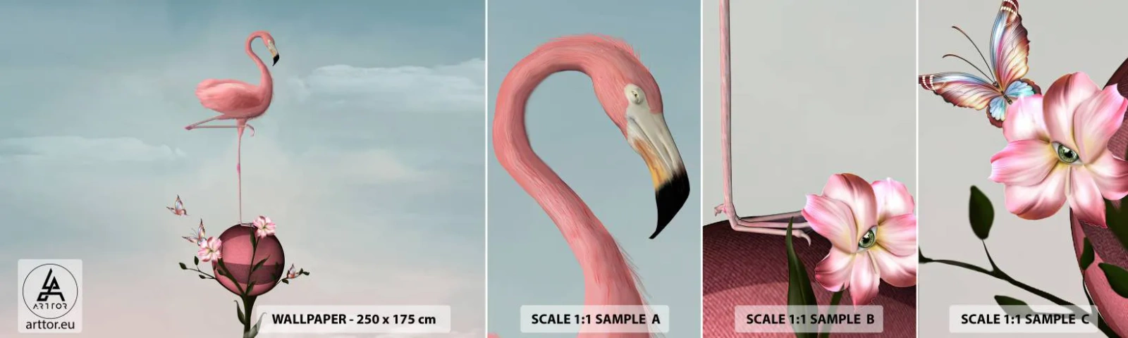 Fototapeta Próbka Samoprzylepna Deluxe Sticker - Alegoria piłki koszykowej - Abstrakcja, Flaming, Ptak - 100x30 cm