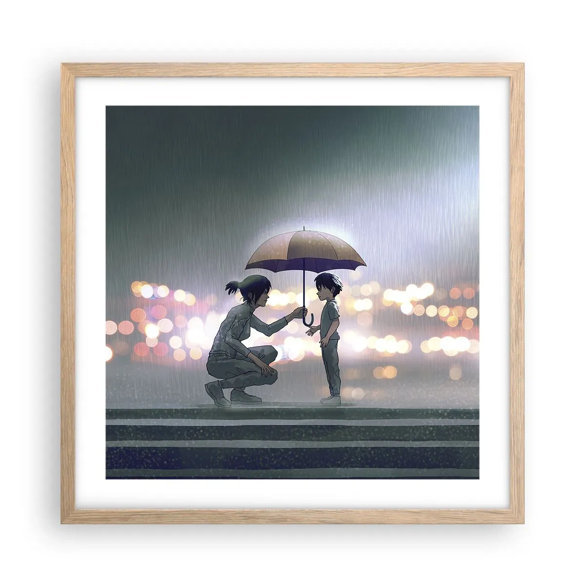 Plakat w ramie jasny dąb - I już jest wszystko dobrze - 50x50 cm