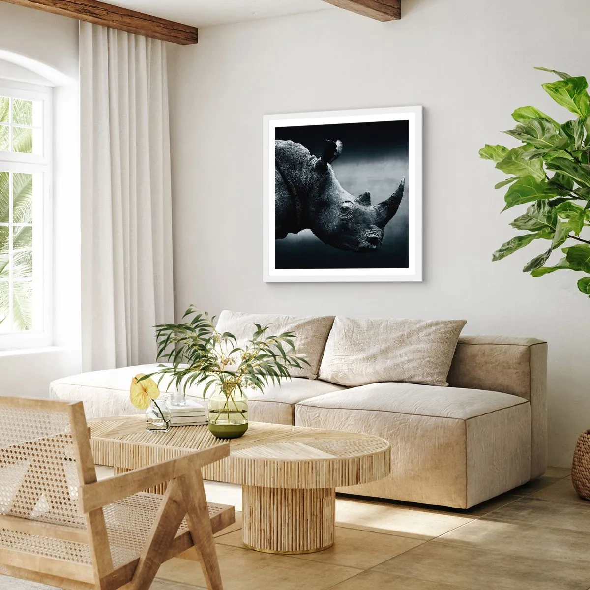 Plakat w białej ramie - Prawy profil - 40x40 cm