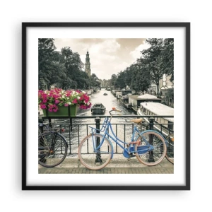 Plakat w czarnej ramie - Kolory amsterdamskiej ulicy - 50x50 cm