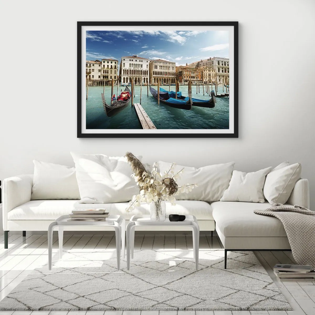 Plakat w czarnej ramie - Pałace w błękicie - 50x40 cm