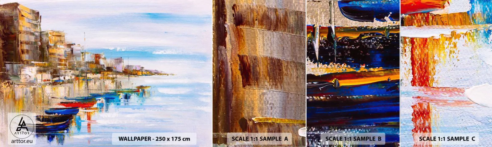 Fototapeta Próbka Standard Eco - Wielobarwna miejska przystań - Pejzaż, Port, Nadmorski - 100x30 cm