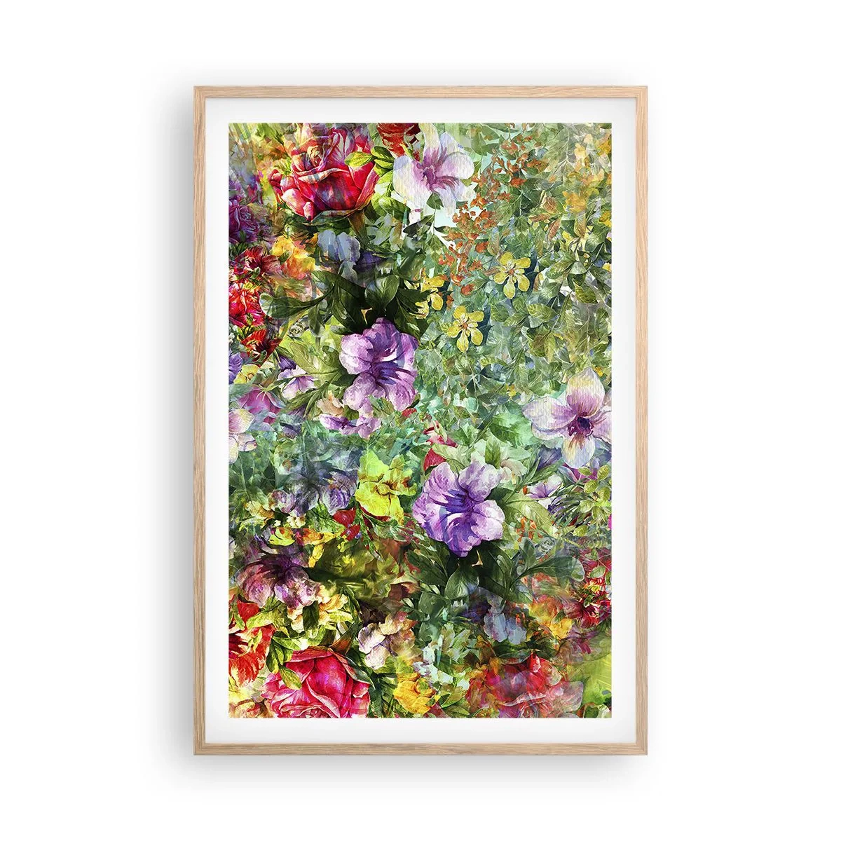 Plakat w ramie jasny dąb - W kwiaty na zatracenie - 61x91 cm