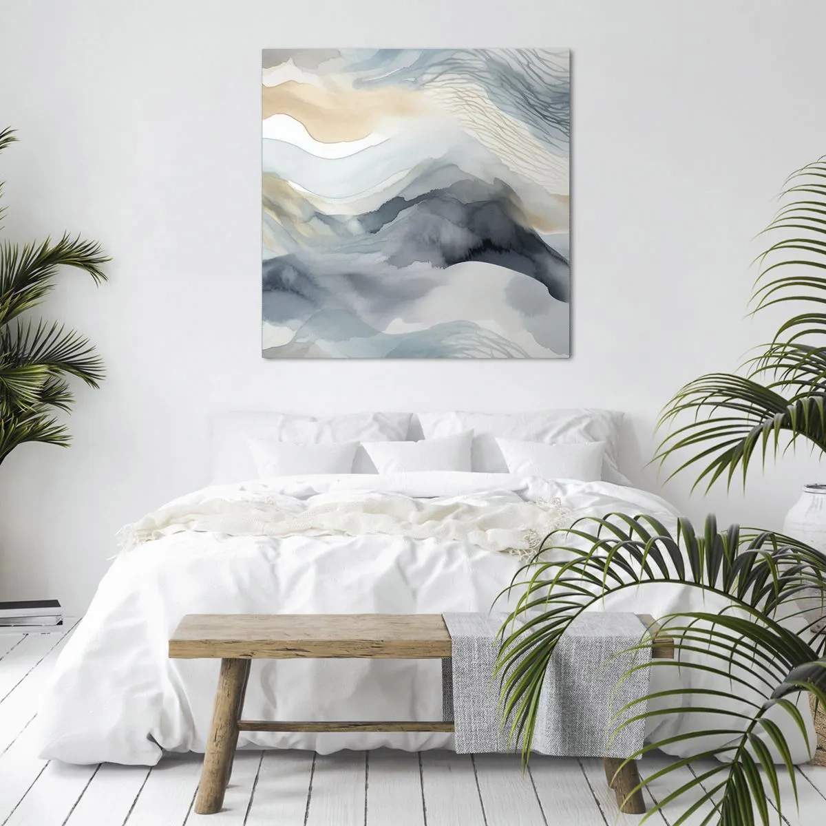 Obraz na płótnie - Abstrakcja śnieżna i mglista - 30x30 cm
