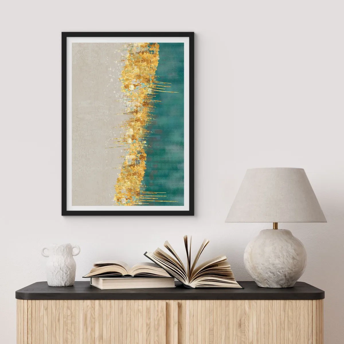 Plakat w czarnej ramie - Złota granica - 70x100 cm