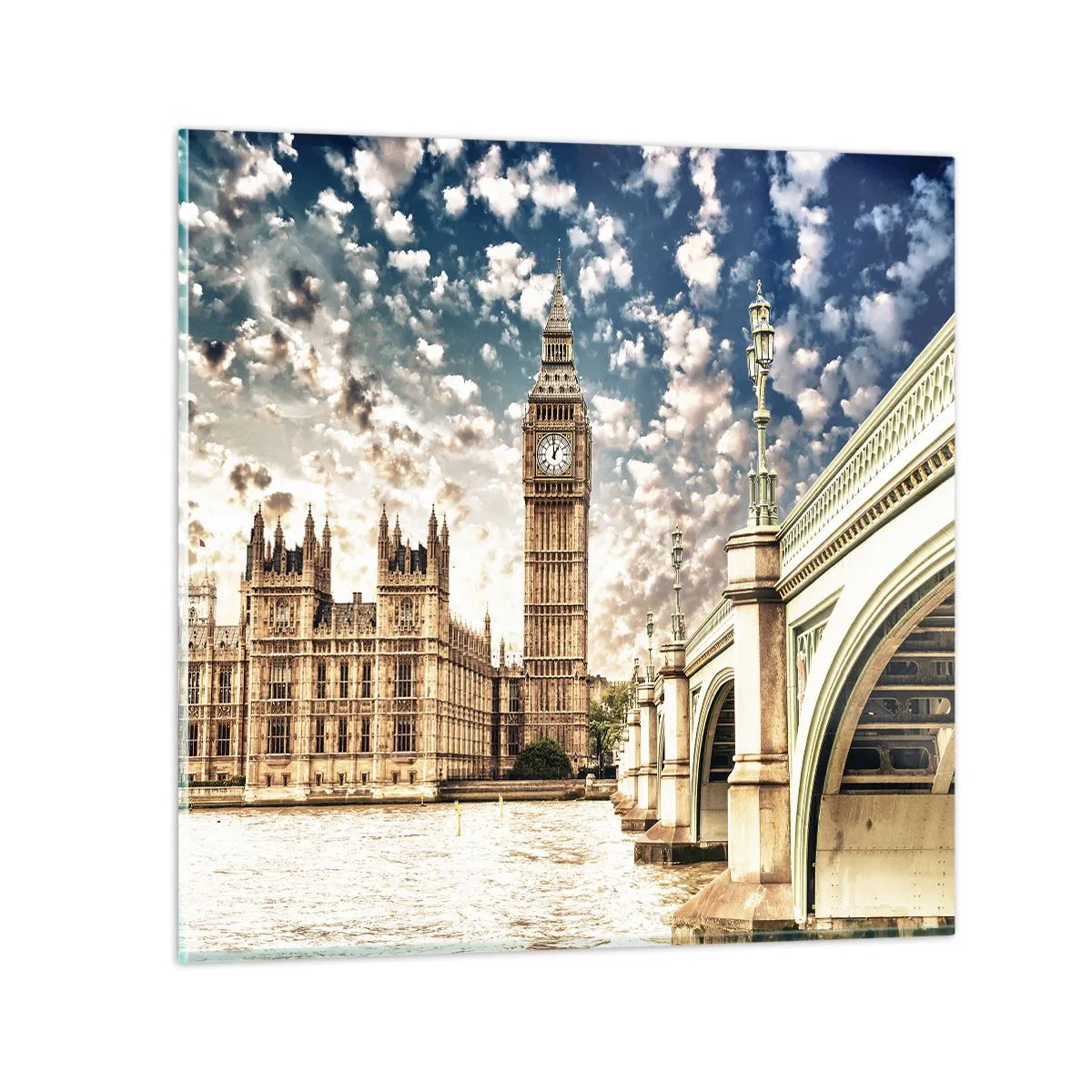 Obraz na szkle - Pierzaste obłoki nad  Tamizą - 70x70 cm