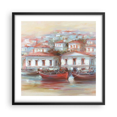 Plakat w czarnej ramie - Szczęśliwe miasteczko - 50x50 cm