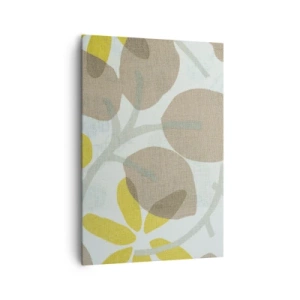 Obraz na płótnie - Abstrakcyjne liście w odcieniach beżu i żółci - 70x100cm - Kompozycja w pełnym słońcu - Nowoczesna dekoracja ścienna do salonu i sypialni ARTTOR