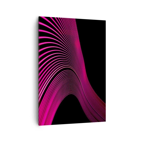 Obraz na płótnie - Futurystyczne linie w odcieniach różu na czarnym tle - 70x100cm - Aleja światła - Nowoczesna dekoracja ścienna do salonu i sypialni ARTTOR