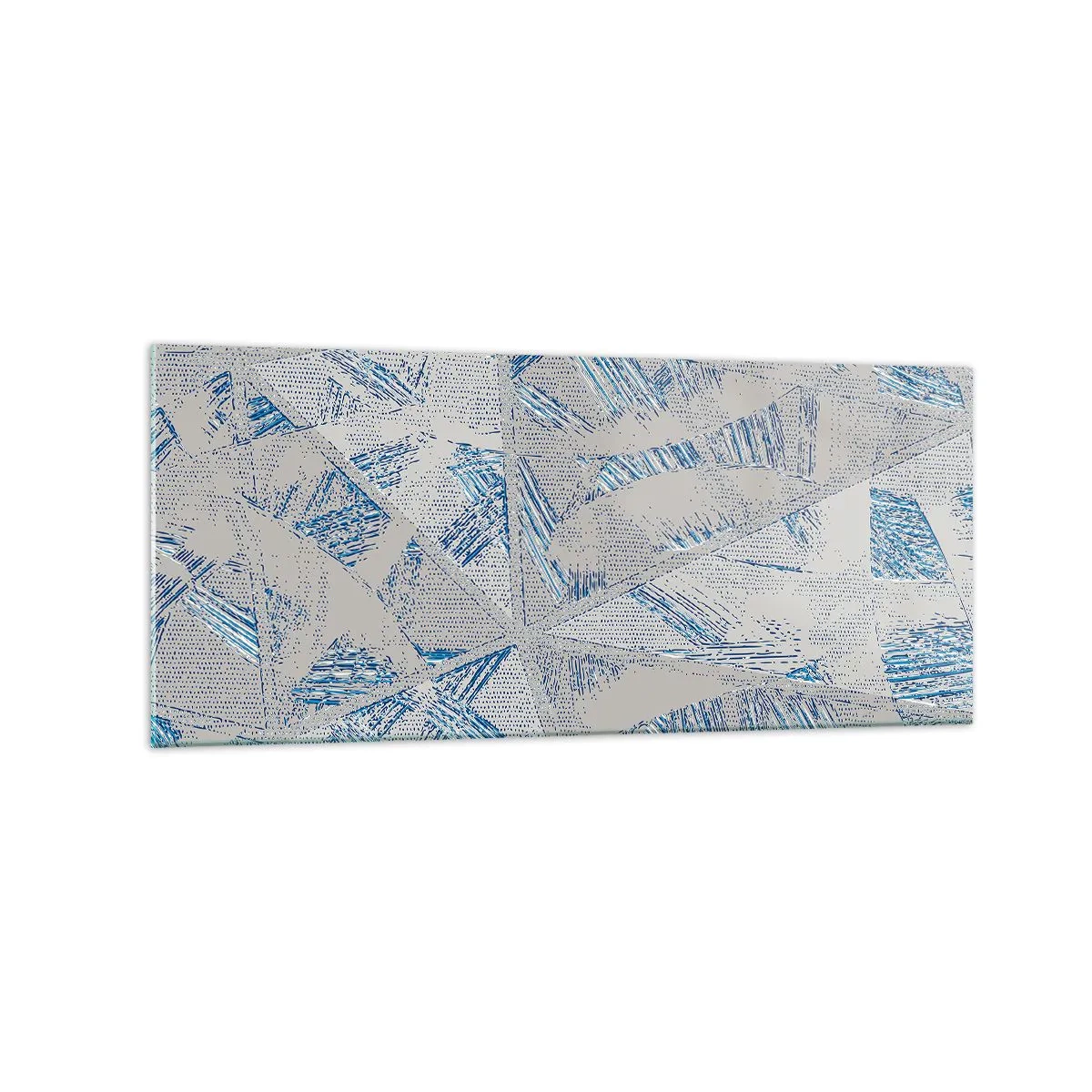 Obraz na szkle - Geometryczne wzory w odcieniach błękitu i szarości - 120x50cm - W szaroniebieskim labiryncie - Nowoczesna dekoracja ścienna do salonu i sypialni ARTTOR