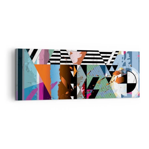 Obraz na płótnie - Abstrakcyjna kompozycja geometryczna z żywymi kolorami - 140x50cm - Geometrycznie i organicznie - Nowoczesna dekoracja ścienna do salonu i sypialni ARTTOR