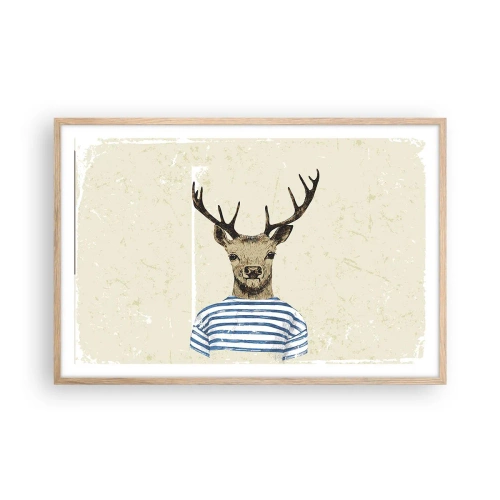 Plakat w ramie jasny dąb - Bo lubię koszulki w paski! - 91x61 cm