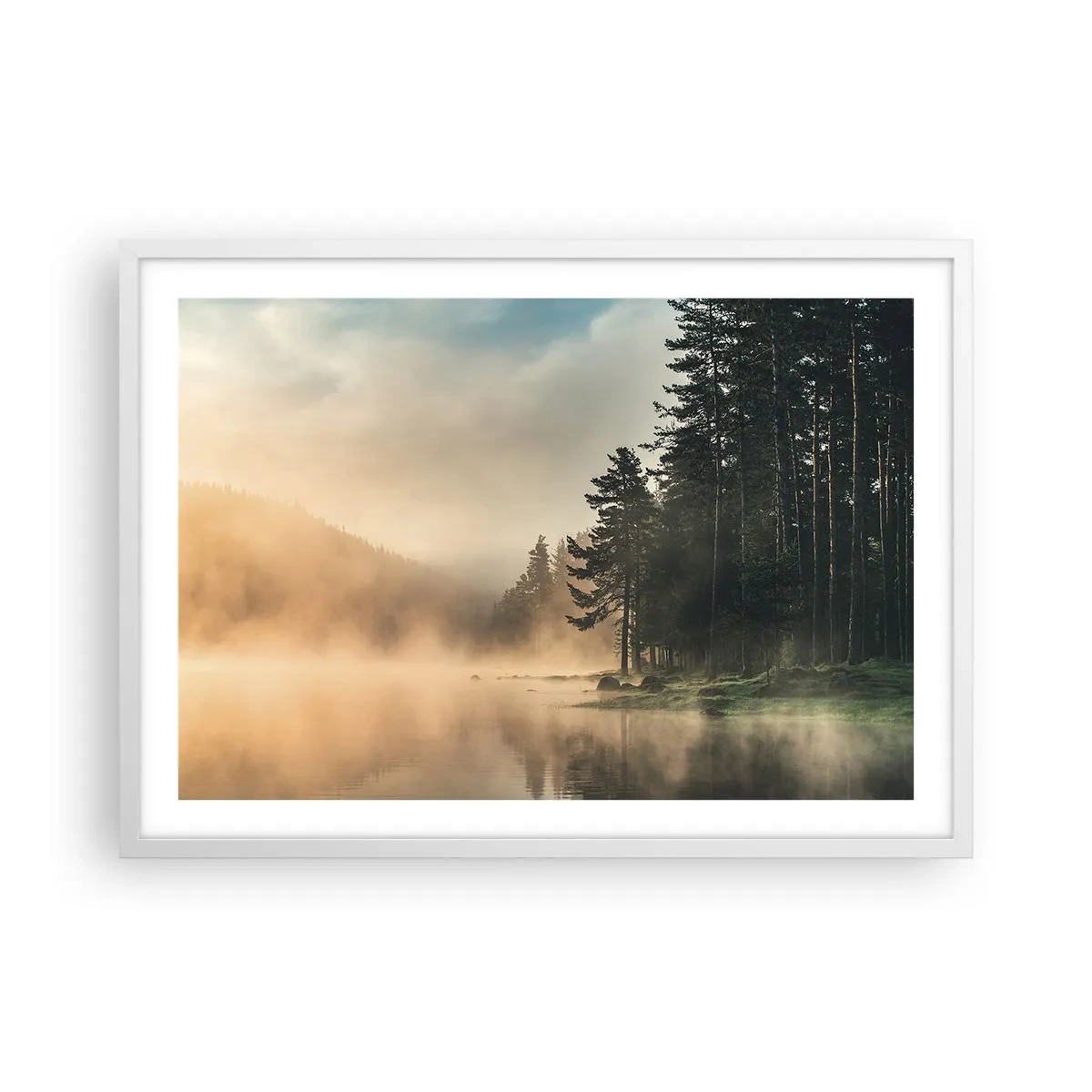 Plakat w białej ramie - Narodziny dnia - 70x50 cm