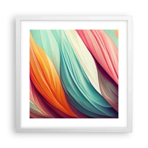 Plakat w białej ramie - Tęczowy splot - 40x40 cm