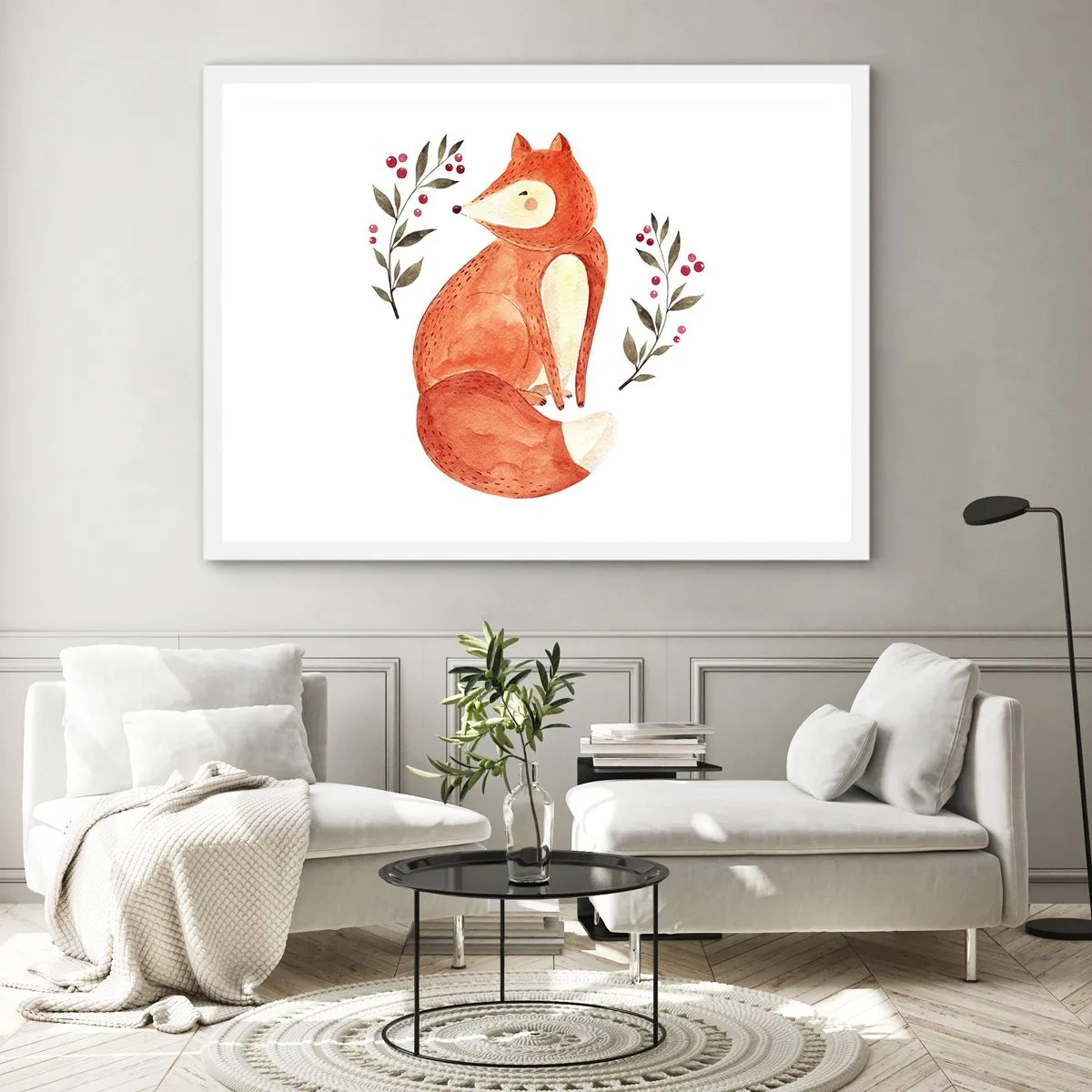 Plakat w białej ramie - Mały rudzielec - 100x70 cm