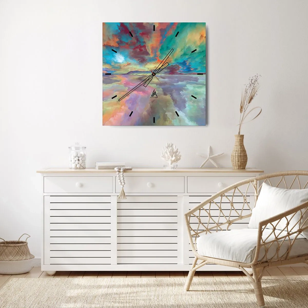 Zegar ścienny - Dwa nieba - 40x40 cm