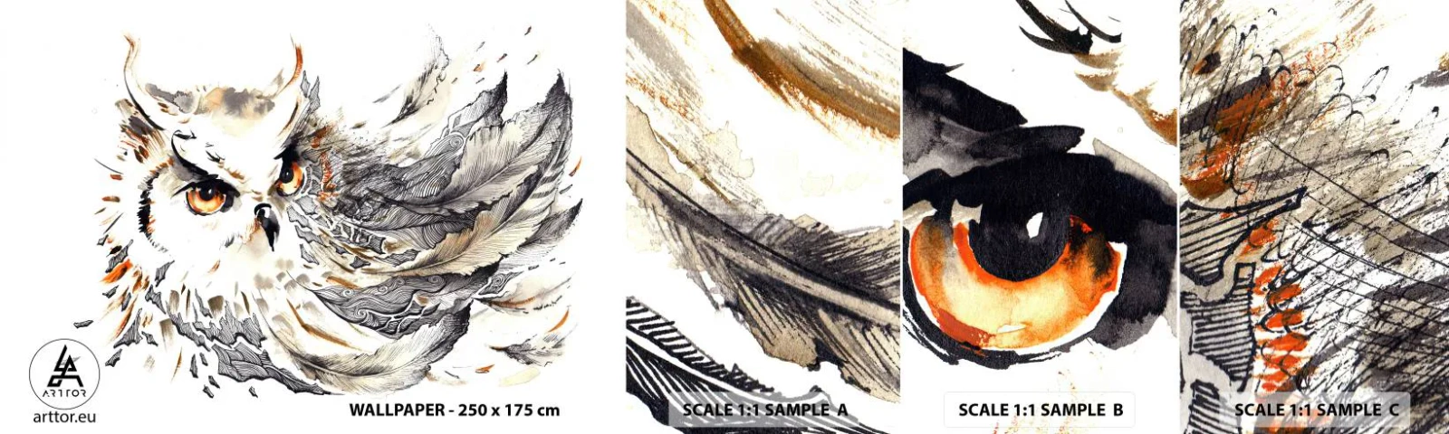 Fototapeta Próbka Standard Eco - Przybyła ze świata magii - Ptak, Sowa, Grafika - 100x30 cm