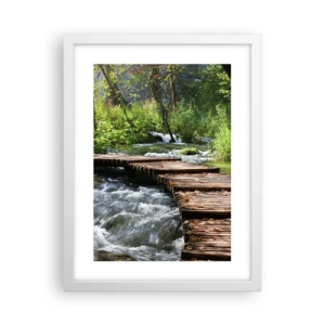 Plakat w białej ramie - Nad pienistą kaskadą - 30x40 cm