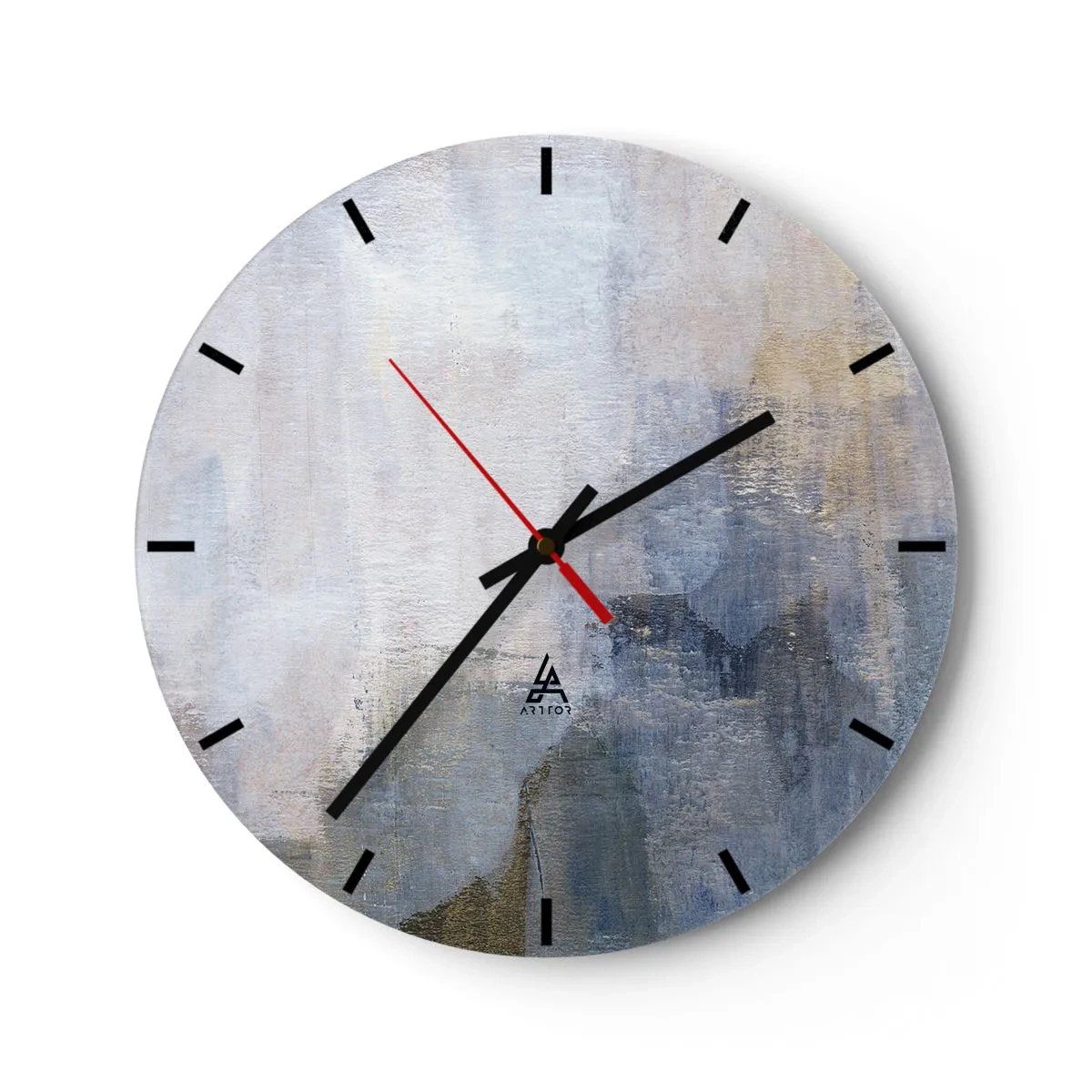 Zegar ścienny - Abstrakcyjna kompozycja w odcieniach niebieskiego i szarości - 30x30cm - Tony i akordy barw - Nowoczesna dekoracja ścienna do salonu, kuchni i sypialni ARTTOR