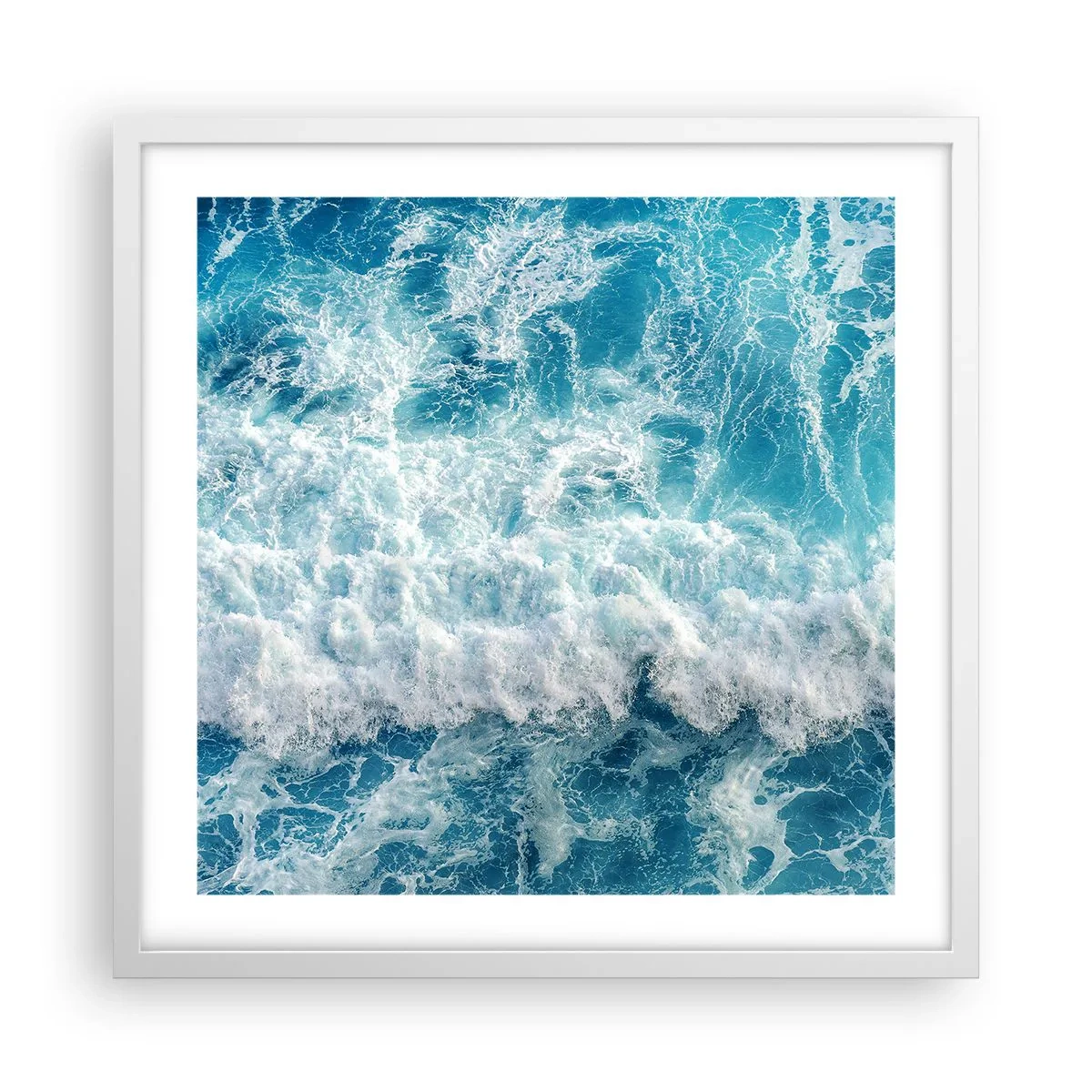 Plakat w białej ramie - Radośnie i w podskokach - 50x50 cm