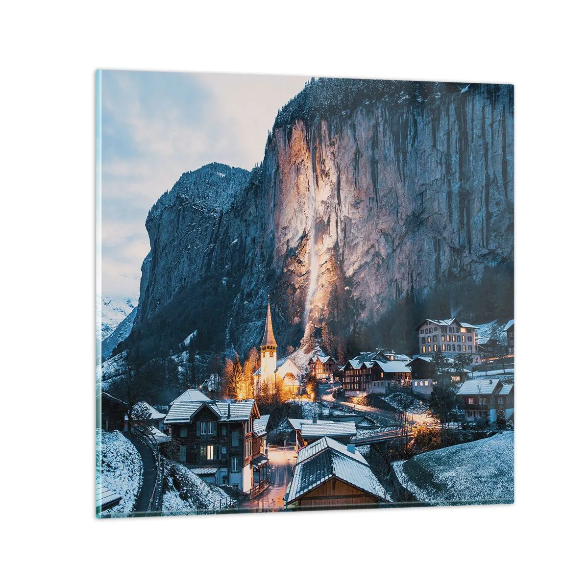 Obraz na szkle - Świetlisty duch zimy - 70x70 cm