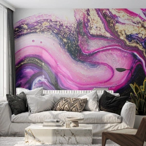 Fototapeta Premium Sand - Abstrakcyjna kompozycja fioletu i złota - 100x70cm - Chwila za kulisami - Nowoczesna dekoracja ścienna do salonu, kuchni i sypialni ARTTOR