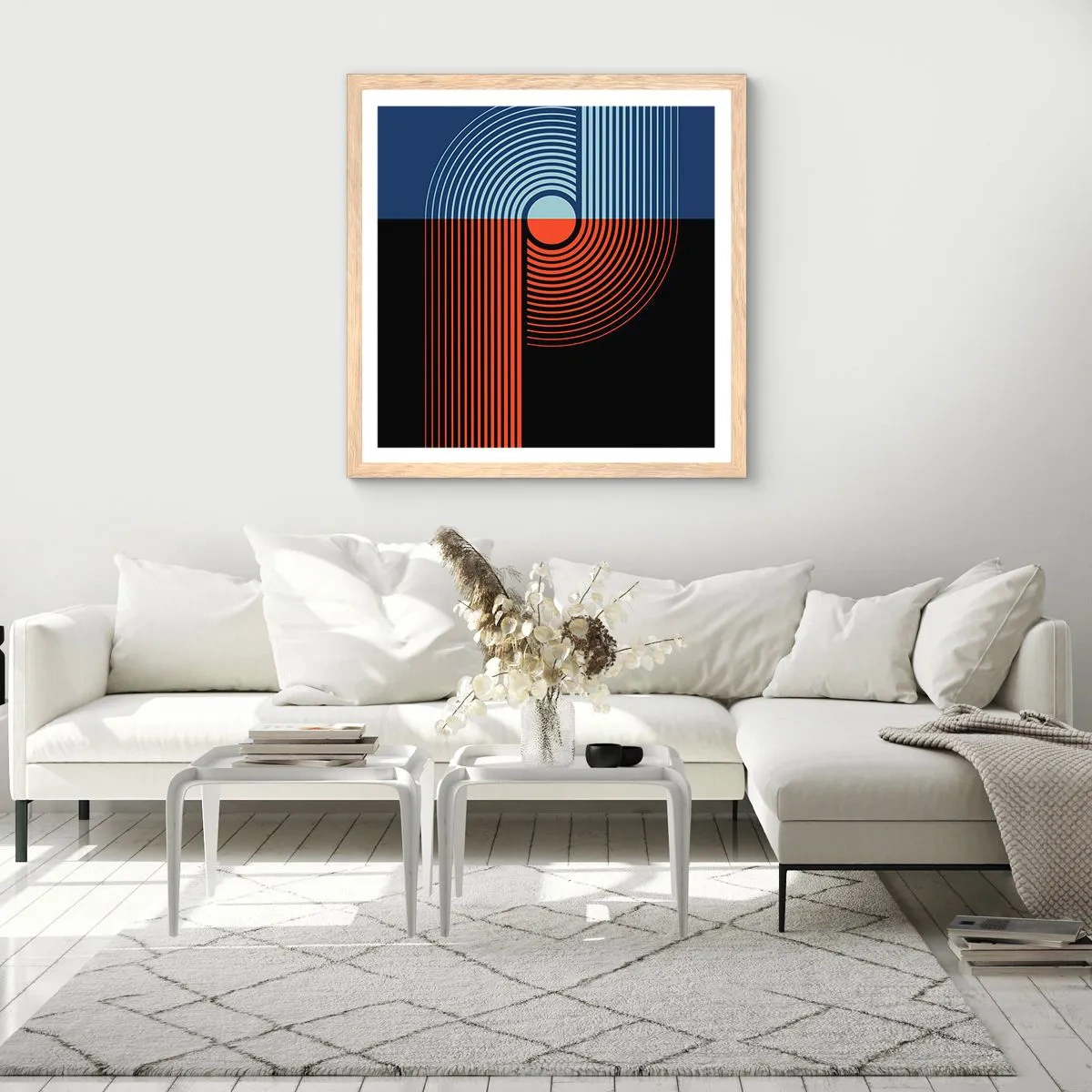 Plakat w ramie jasny dąb - W geometrycznym uścisku - 50x50 cm