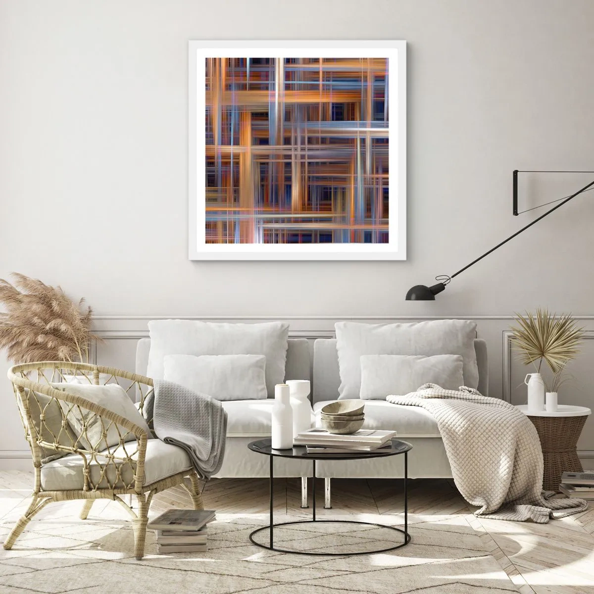 Plakat w białej ramie - Utkane ze światła - 40x40 cm